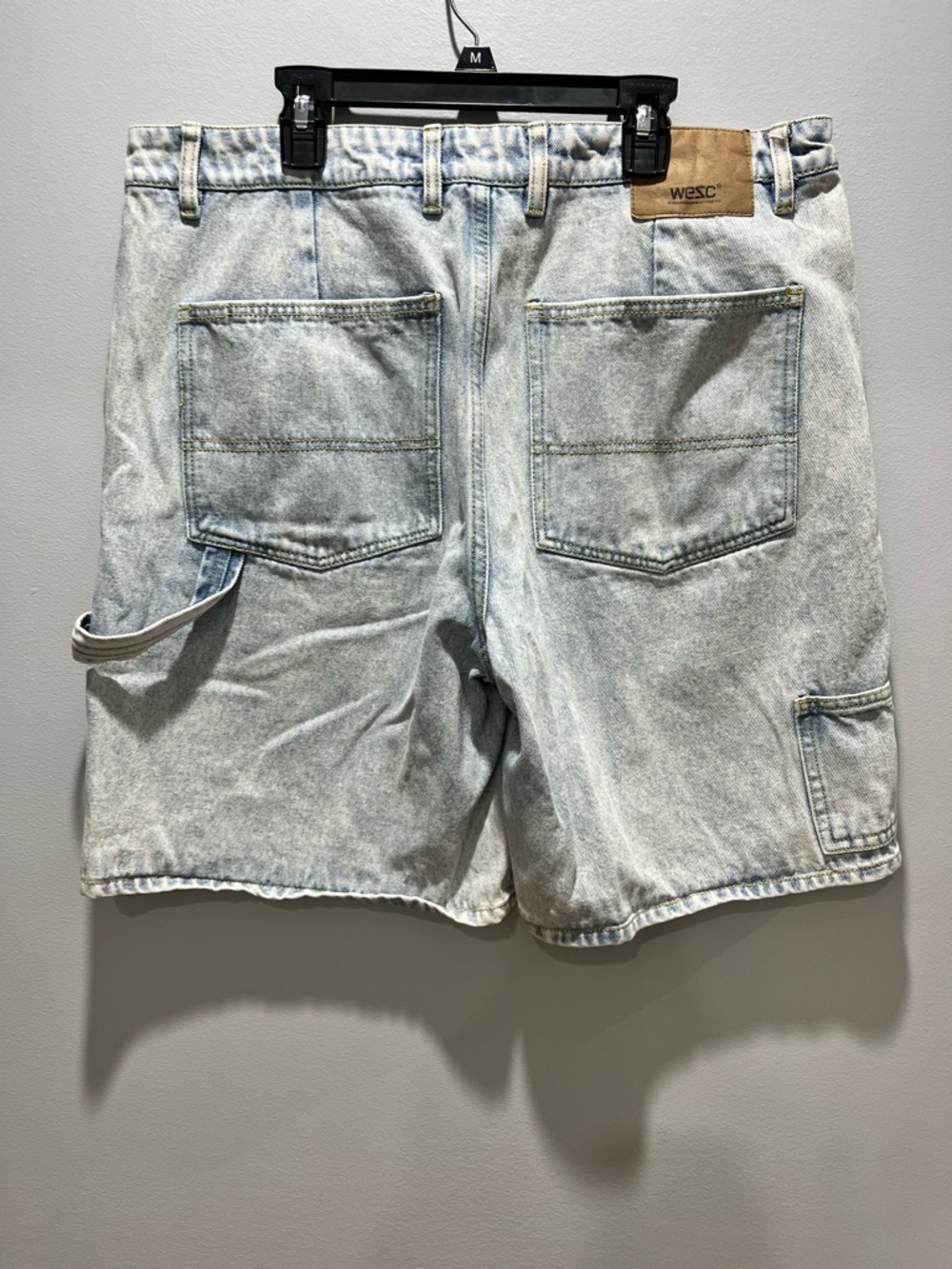 Men's WeSC Denim Carpenter Shorts Light Wash Skater‎ Jorts Baggy Size 34 - Picture 5 of 9